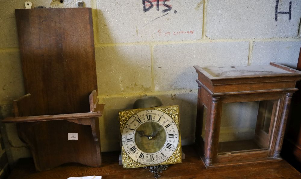 An 18th century oak cased thirty hour wall clock, marked Nick & Roper, Shepton Mallet